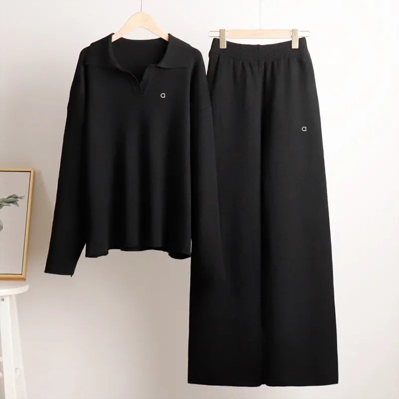 2024 Sweater de suéter de mujer trajes de diseñador de diseñador otoño de invierno Polentero Palabras de patrón anchos pantalone