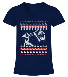 CLIMBING Ugly Christmas Sweater Camiseta cuello pico Mujer