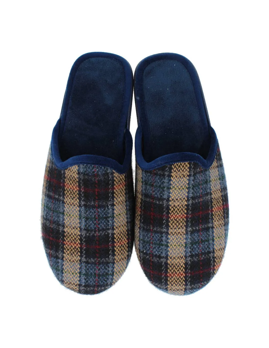 NEVADA  ZAPATILLAS CASA HOMBRE BOSTON CUADROS MARINO