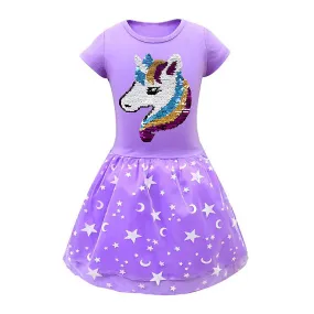 Niños Niñas Unicornio Princesa Vestido Tul Vestidos Swing Fiesta de Cumpleaños