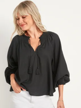 OLD NAVY Blusa de Lino Oversized Mujer